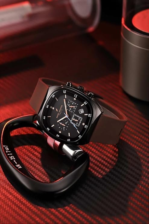 Daniel Hechter Paris Bercy Collection Modern Chronograph Watch for Men with Square Dial and Silicon Band-DHM1001 - Image 4