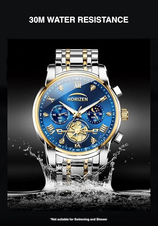 Horizen stainless steel watch for men blue dial