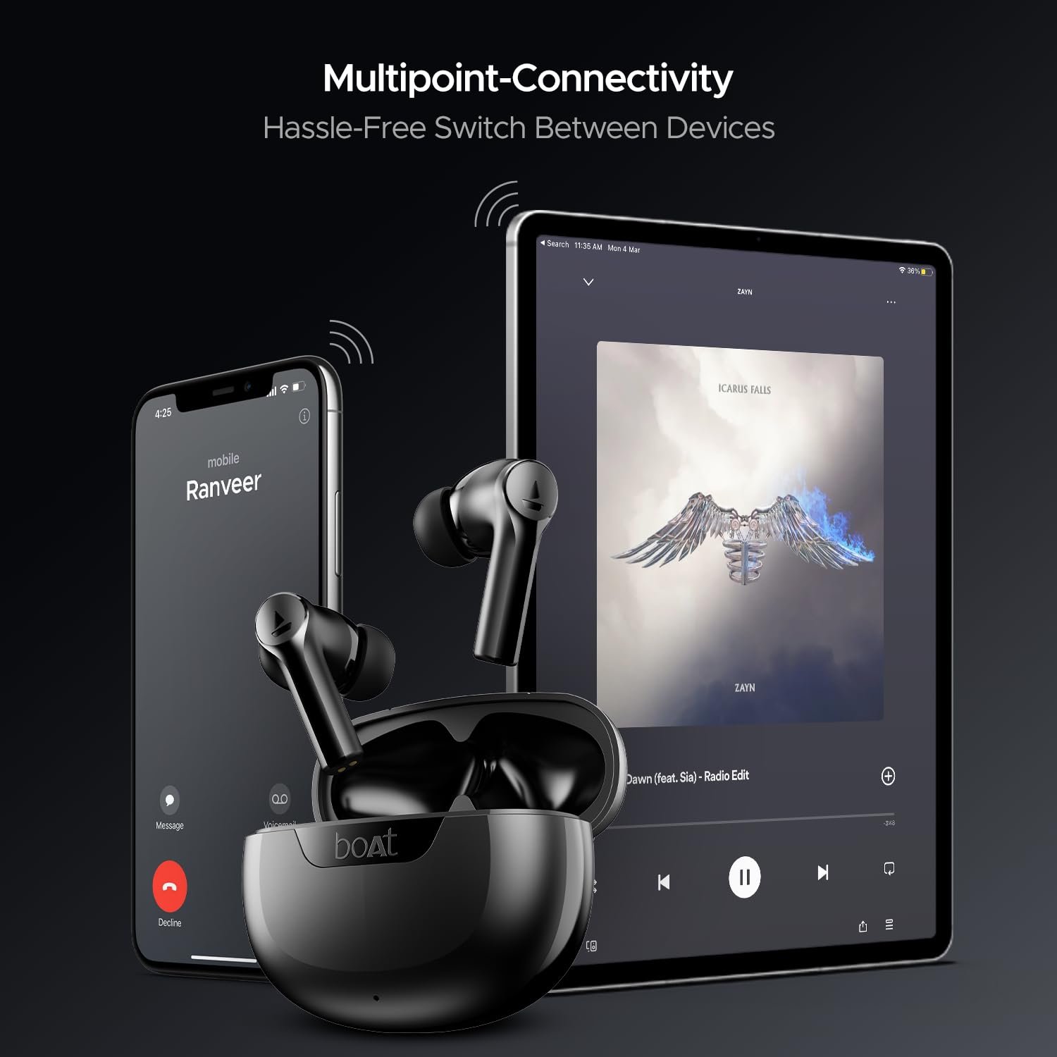 boAt Airdopes 300 Wireless Earbuds Gunmetal Black