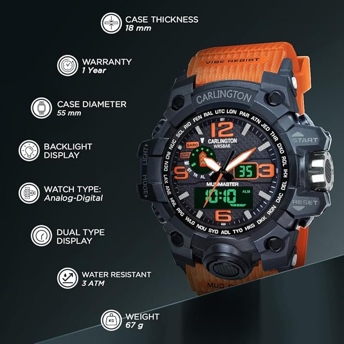 Carlington Resin Strap Watch CT-3344 for men and boys