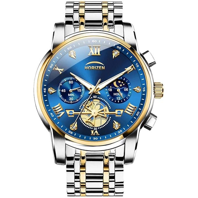 Horizen stainless steel watch for men blue dial