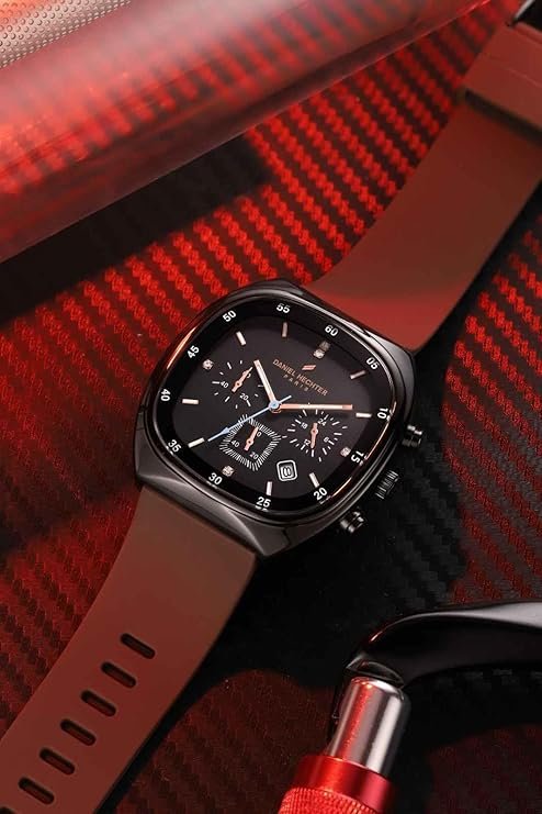 Daniel Hechter Paris Bercy Collection Modern Chronograph Watch for Men with Square Dial and Silicon Band-DHM1001 - Image 3