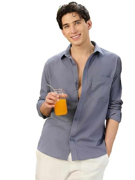 Bewakoof Men's Solid Linen Blend Shirt