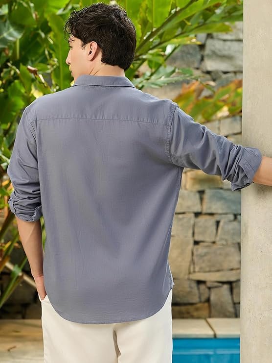 Bewakoof Men's Solid Linen Blend Shirt