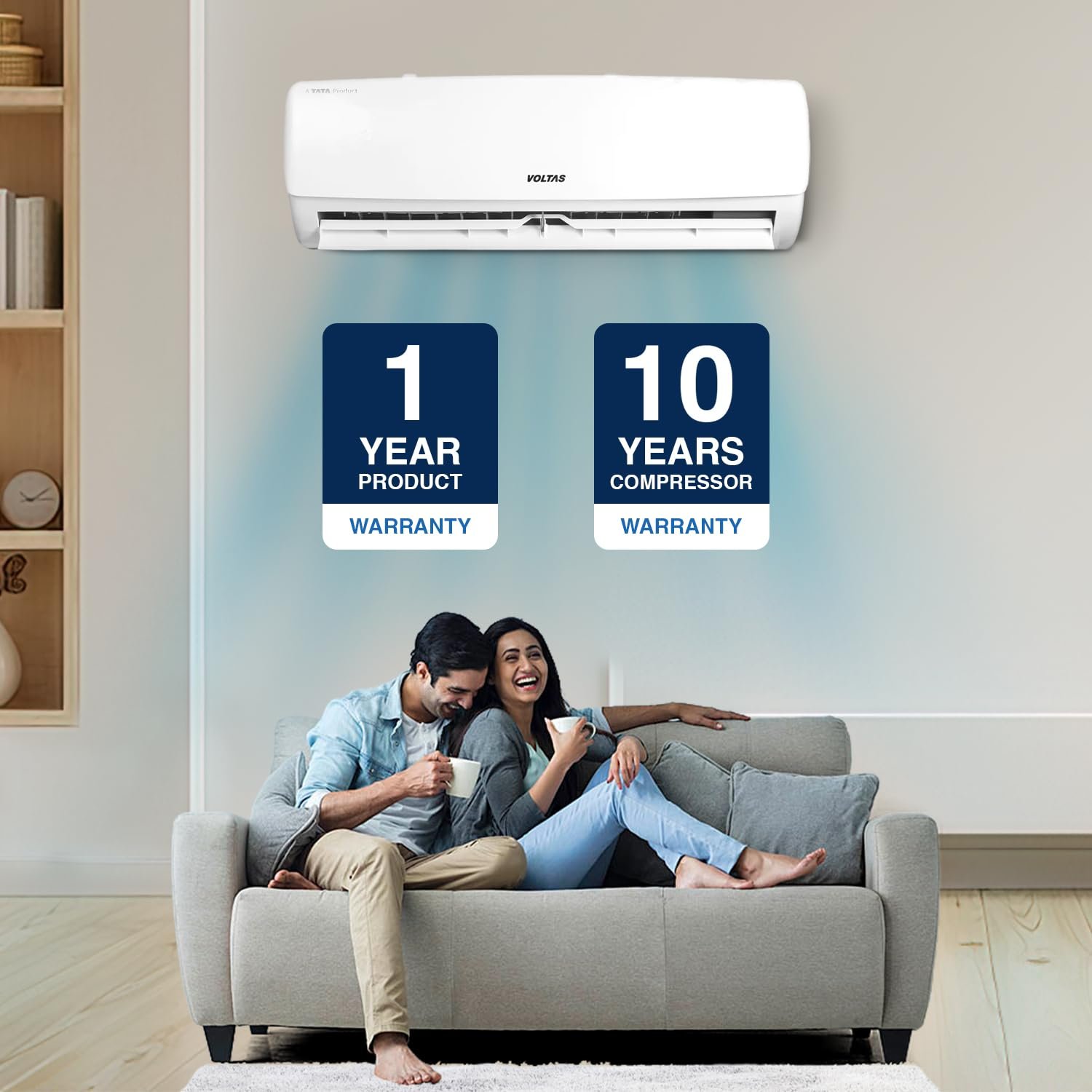 Voltas 1 Ton 3 Star, Inverter Split AC (Copper, LED Display, Anti-dust Filter, 123V Vectra Elegant, White) - Image 3
