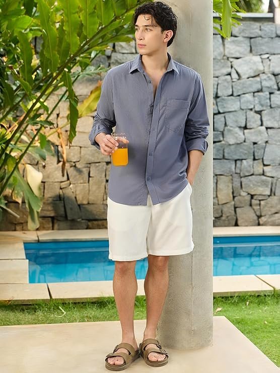 Bewakoof Men's Solid Linen Blend Shirt