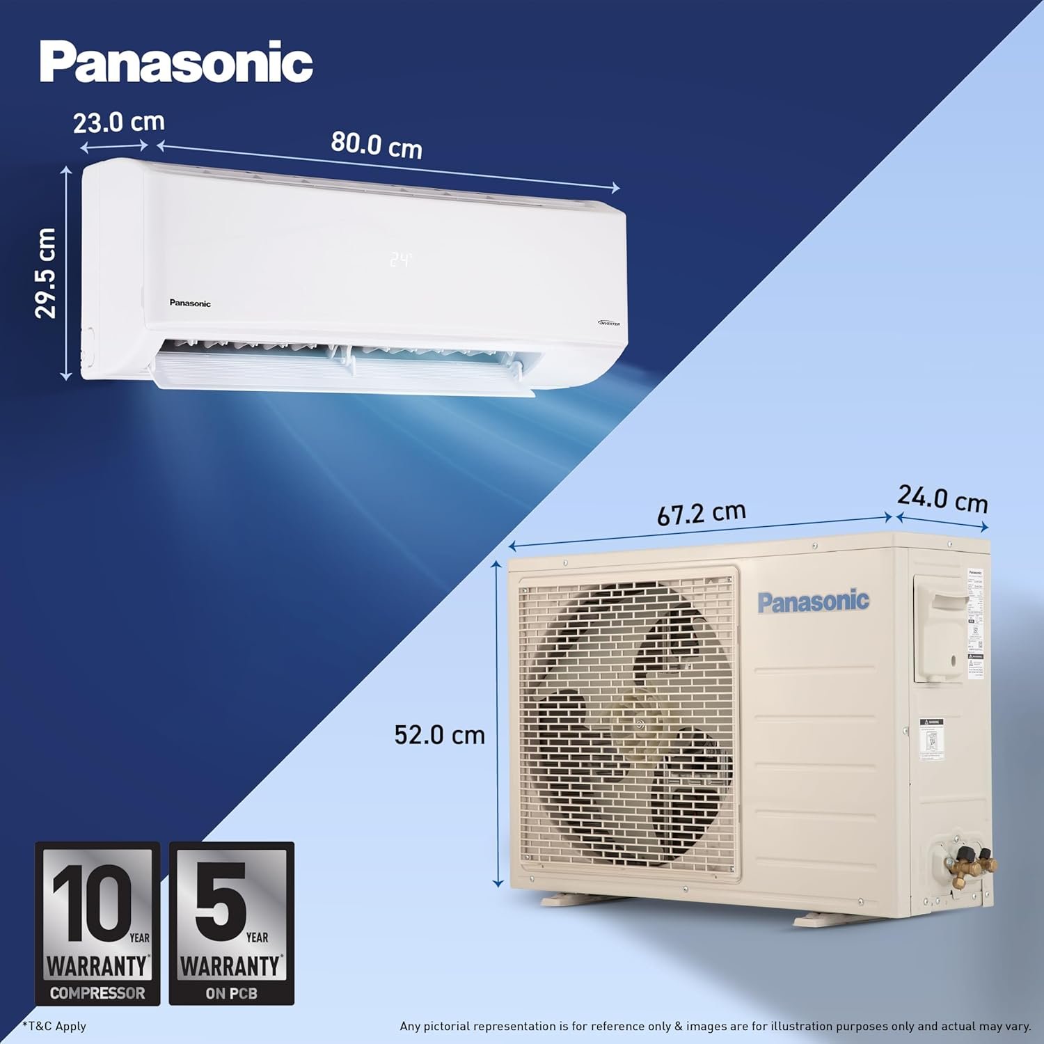 Panasonic 1 Ton Inverter Split AC White