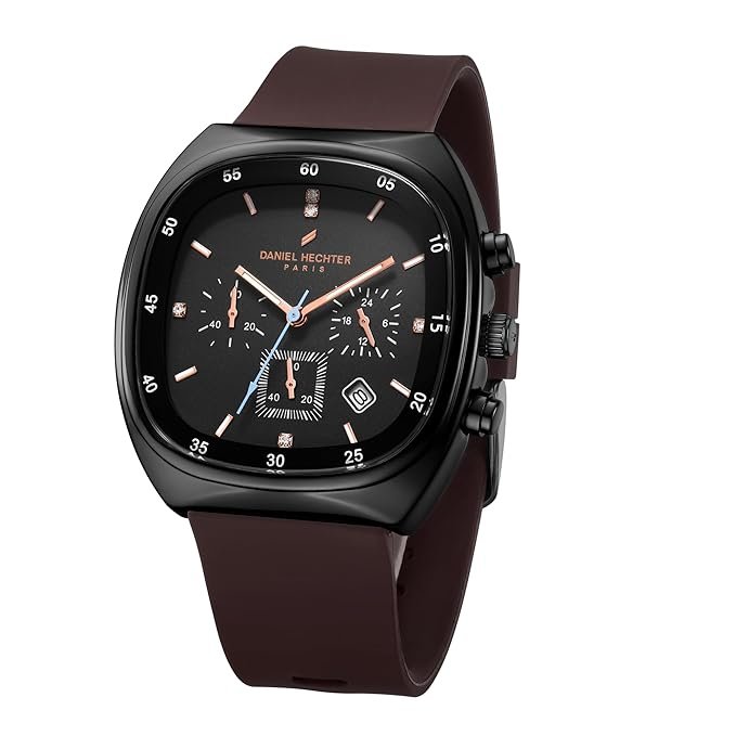 Daniel Hechter Paris Bercy Collection Modern Chronograph Watch for Men with Square Dial and Silicon Band-DHM1001