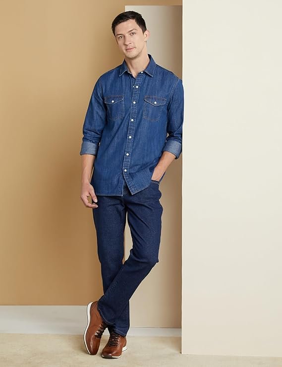 Symbol Premium Men's Casual Cotton Denim Shirt Regular Fit