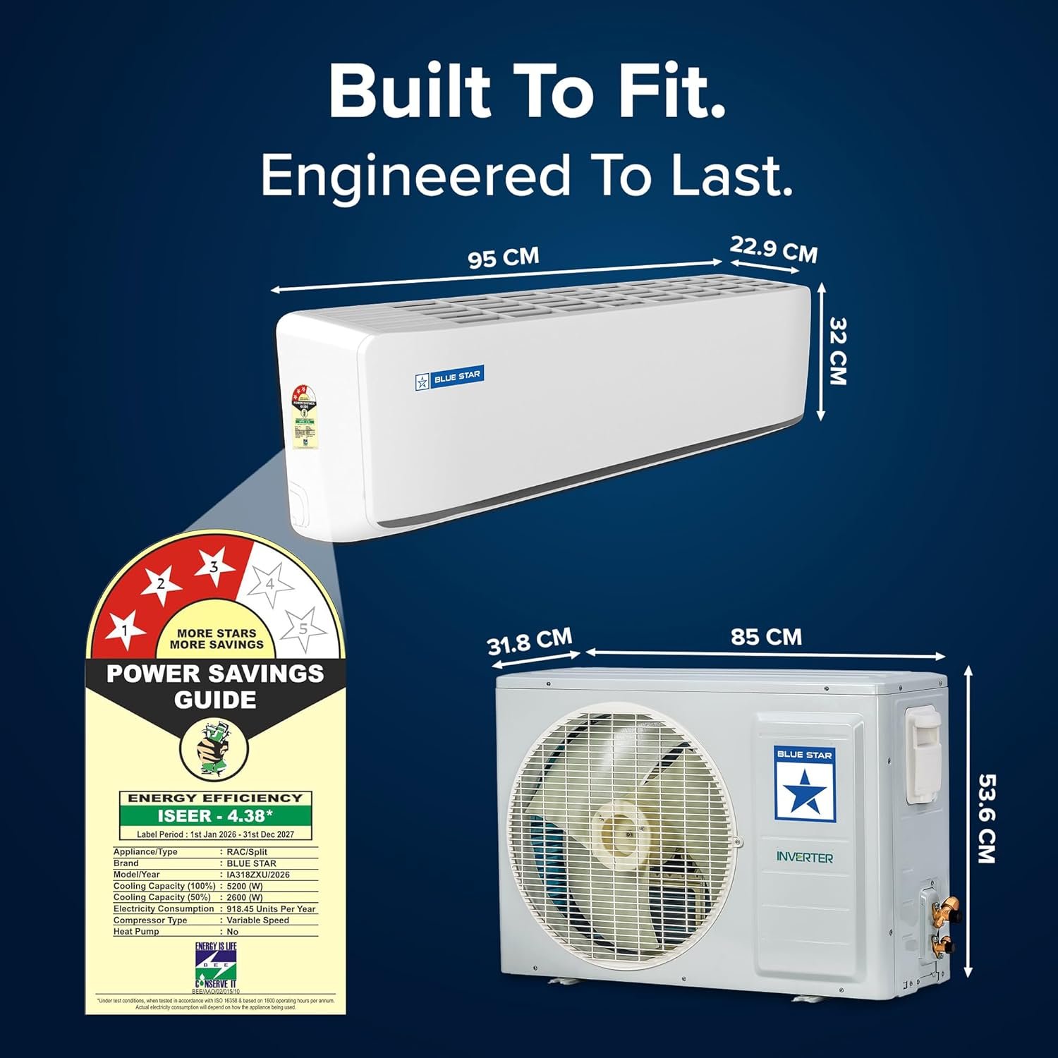 Blue Star 1.5 Ton Inverter Split AC White