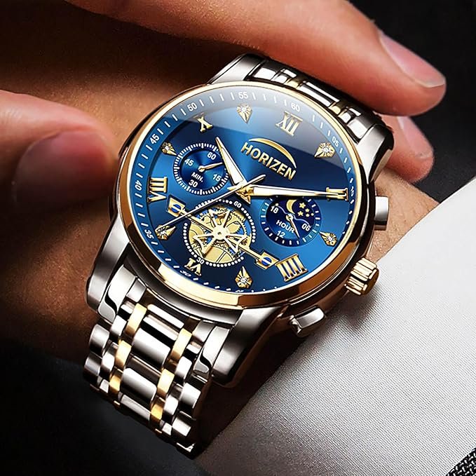 Horizen stainless steel watch for men blue dial