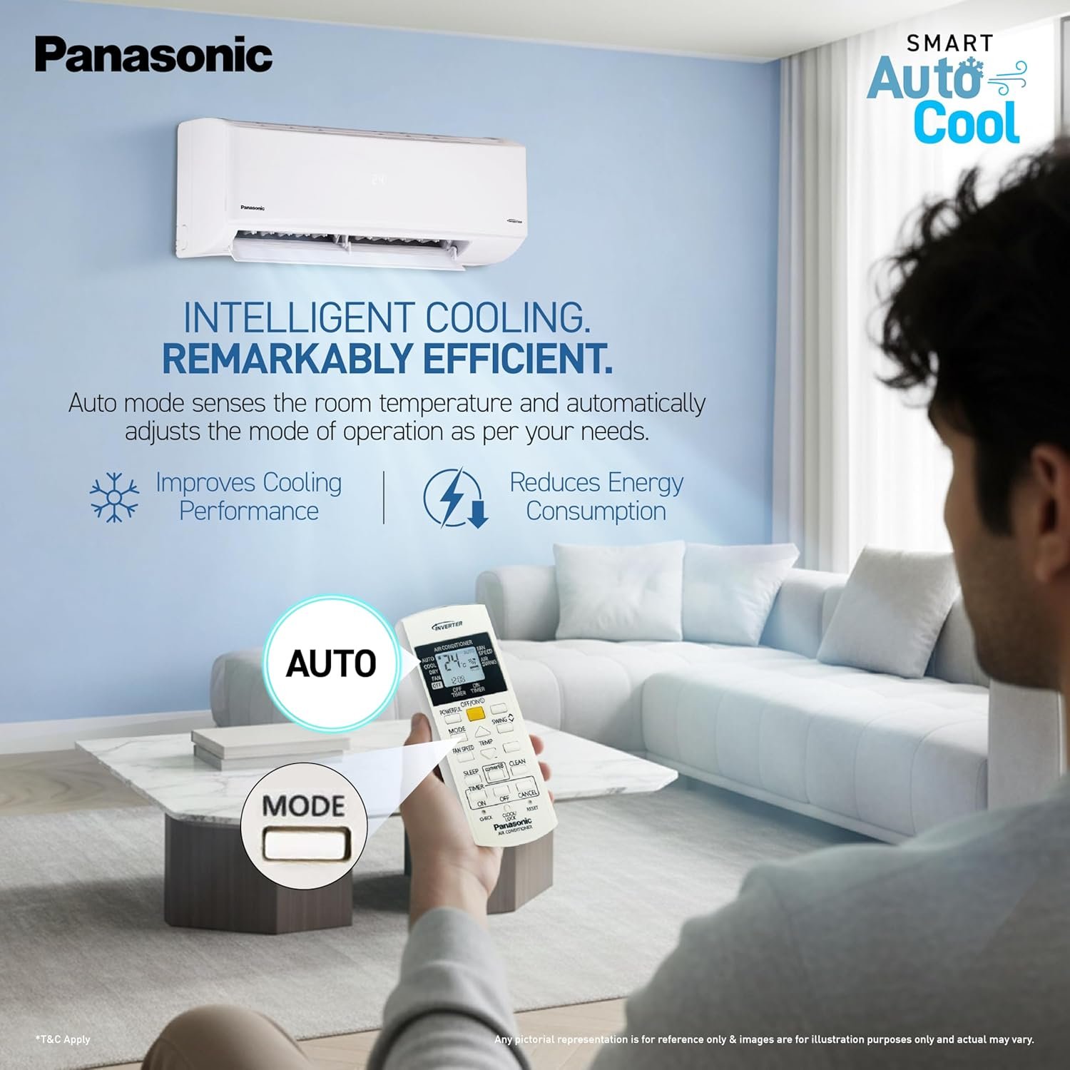 Panasonic 1 Ton Inverter Split AC White