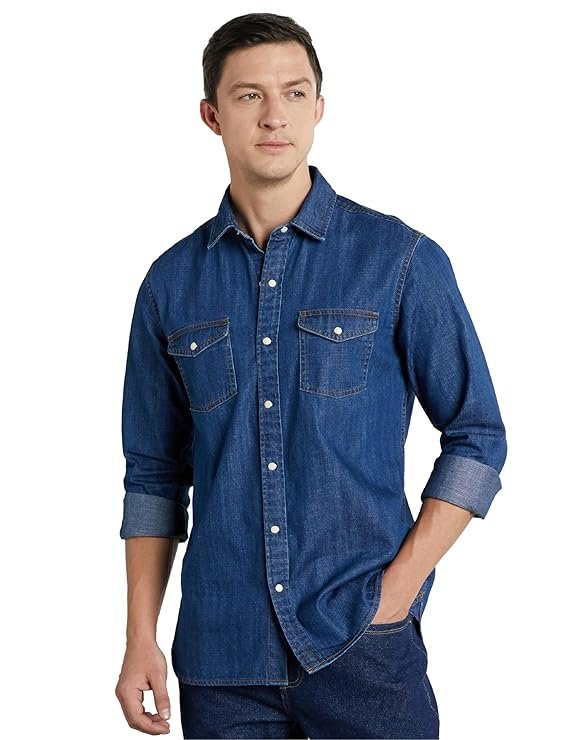 Symbol Premium Men's Casual Cotton Denim Shirt Regular Fit