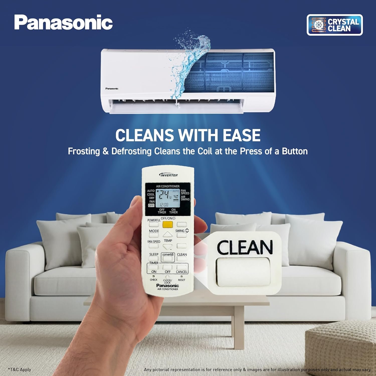 Panasonic 1 Ton Inverter Split AC White