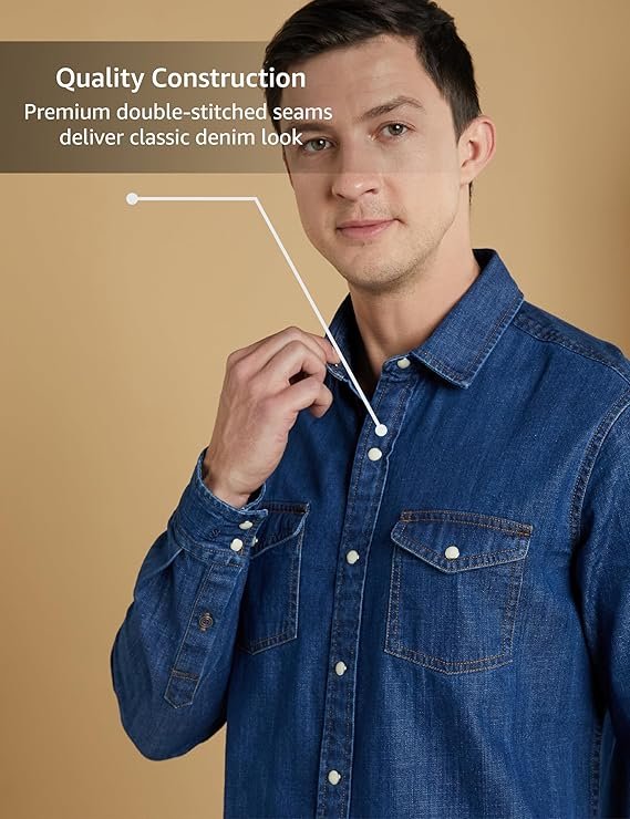 Symbol Premium Men's Casual Cotton Denim Shirt Regular Fit