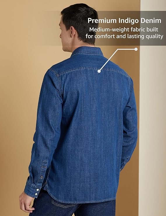 Symbol Premium Men's Casual Cotton Denim Shirt Regular Fit
