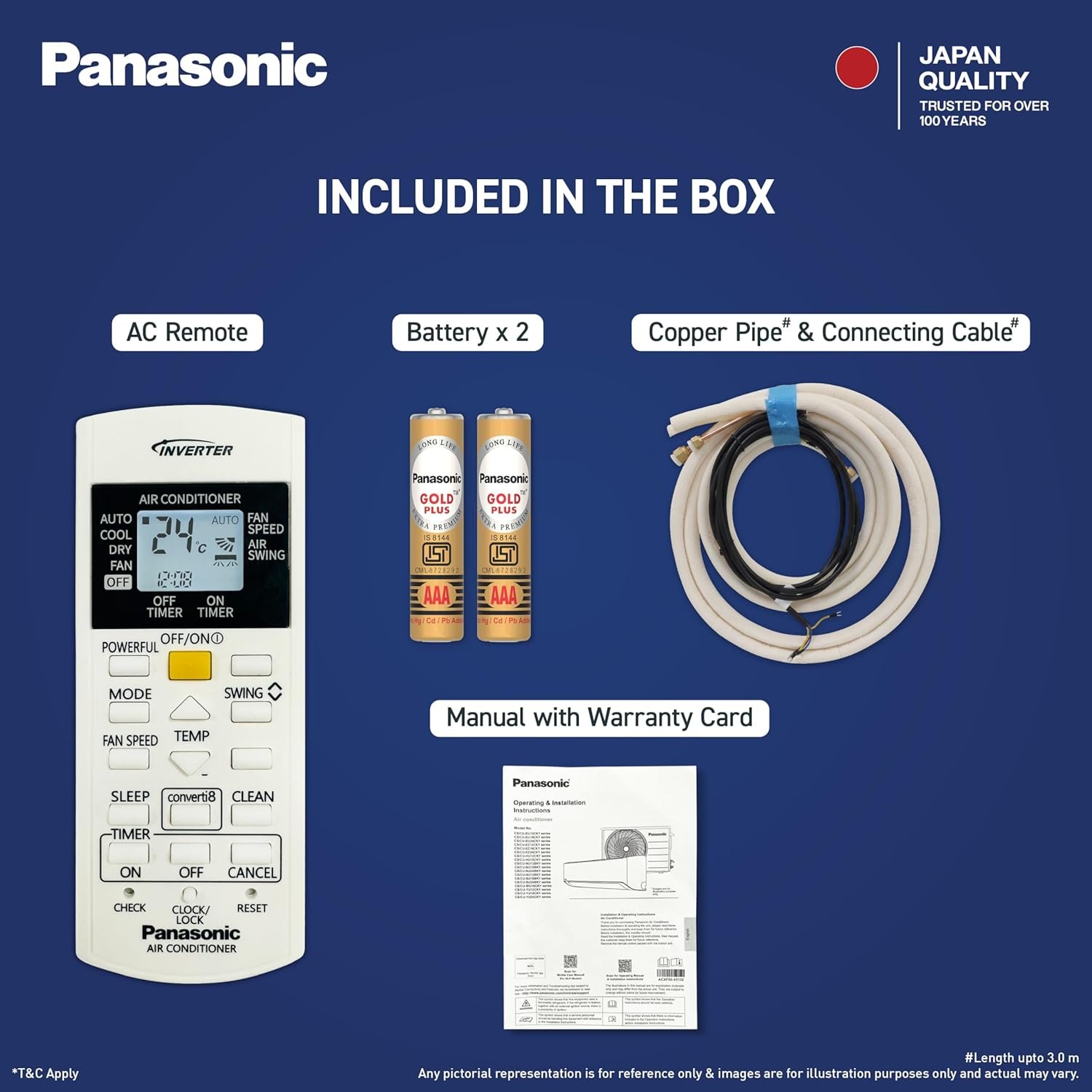 Panasonic 1 Ton Inverter Split AC White