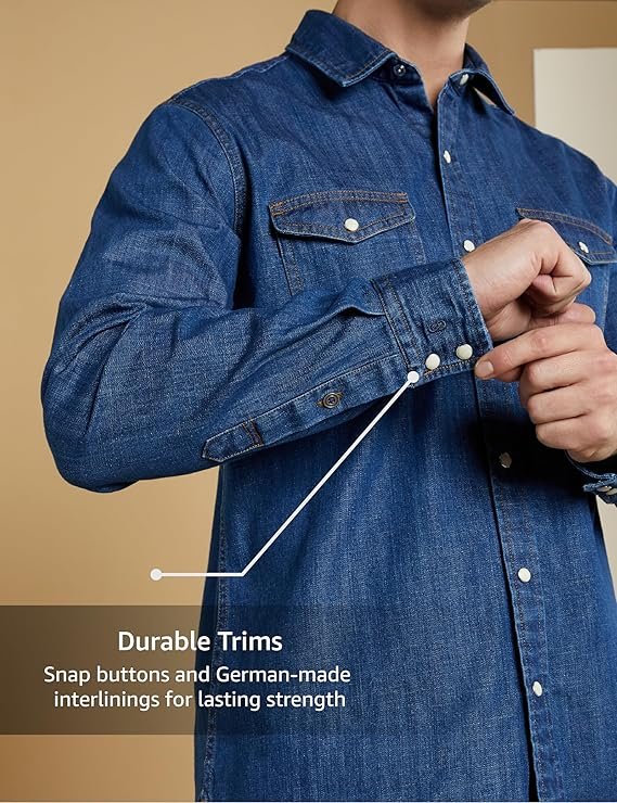 Symbol Premium Men's Casual Cotton Denim Shirt Regular Fit