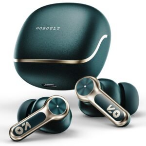 Wireless earbuds in Emerald Green.